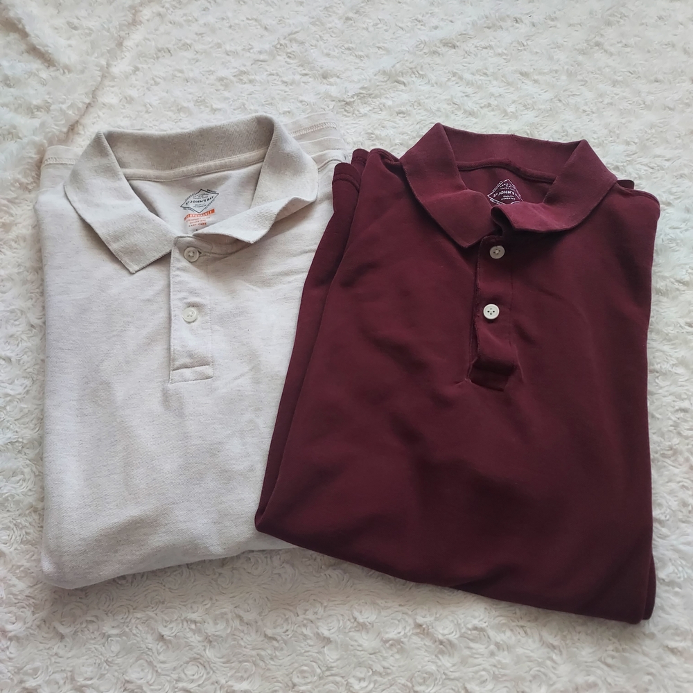 St. John's Bay Maroon and Beige Polo Shirts Casual Office Normcore